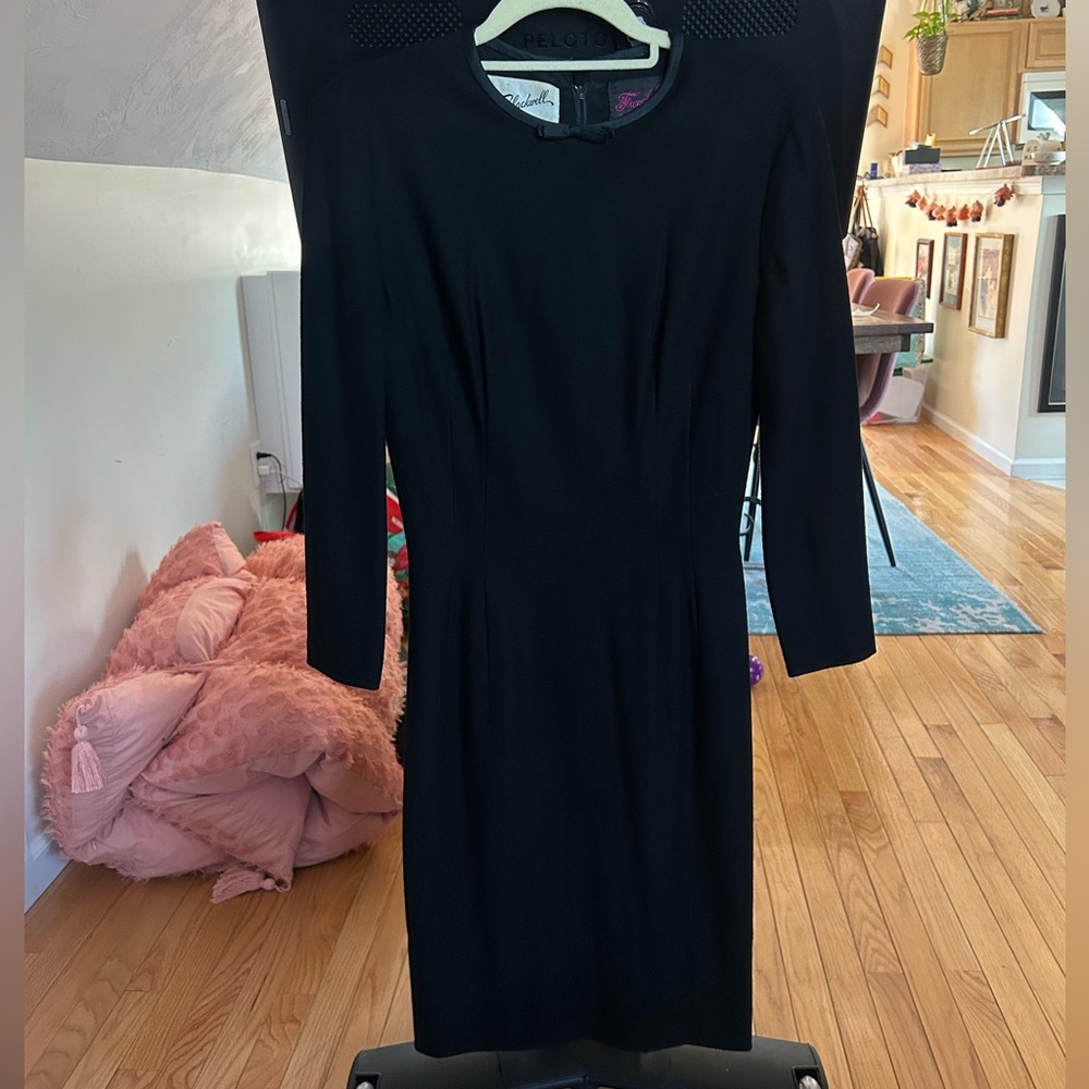 Vintage 1960’s Mr. Blackwell French Collection Black Pleated Wool Sheath Dress